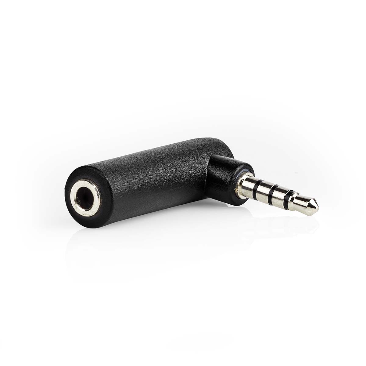 Stereo-Audioadapter | 3,5 mm Male | 3,5 mm Female | Vernikkeld | 90° Gehoekt | Metaal | Zwart | 10 Stuks | Polybag