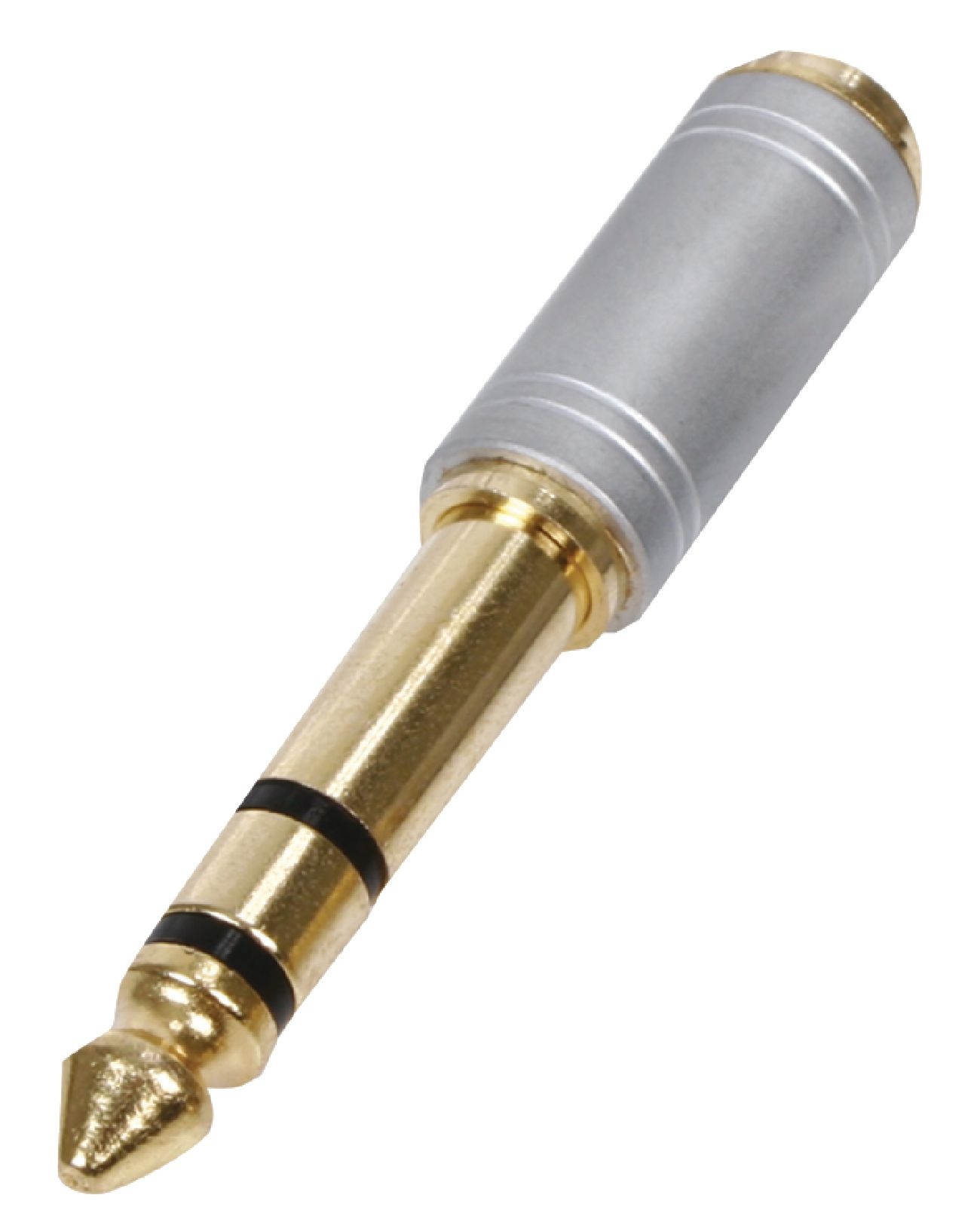 Stereo-Audioadapter | 6,35 mm Male | 3,5 mm Female | Verguld | Recht | Metaal | Zilver | 1 Stuks | Doos