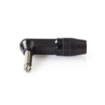 6,35 mm Audioconnector | Gehoekt | Male | Vernikkeld | Soldeer | Diameter kabelinvoer: 8.0 mm | Aluminium | Zwart | Polybag | 1 Stuks