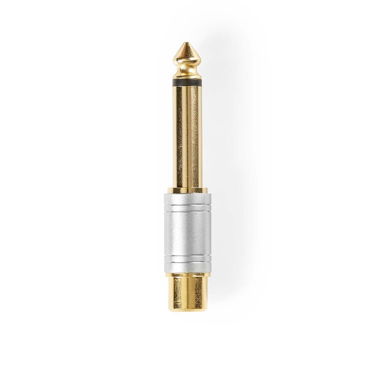Mono-Audioadapter | 6,35 mm Male | RCA Female | Verguld | Recht | Metaal | Zilver | 1 Stuks | Doos