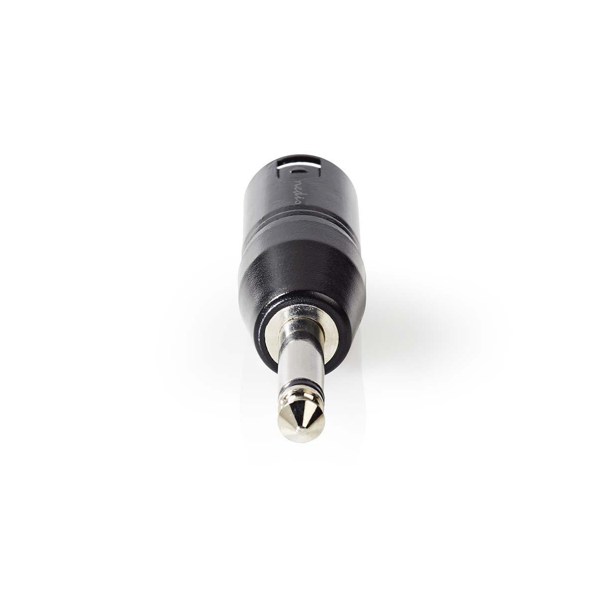 XLR-Adapter | XLR 3-Pins Male | 6,35 mm Male | Vernikkeld | Recht | Metaal | Zwart | 1 Stuks | Polybag