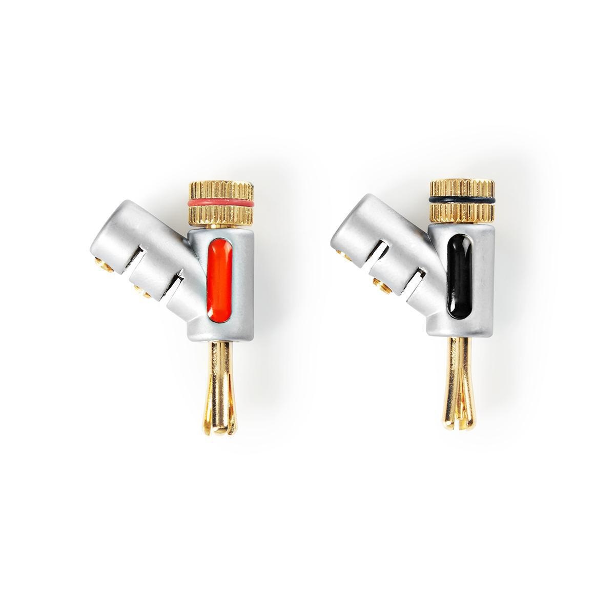 Banaanstekker | Recht | Male | Verguld | Schroef | Diameter kabelinvoer: 7.4 mm | Zink Legering | Zilver | 2 Stuks | Doos