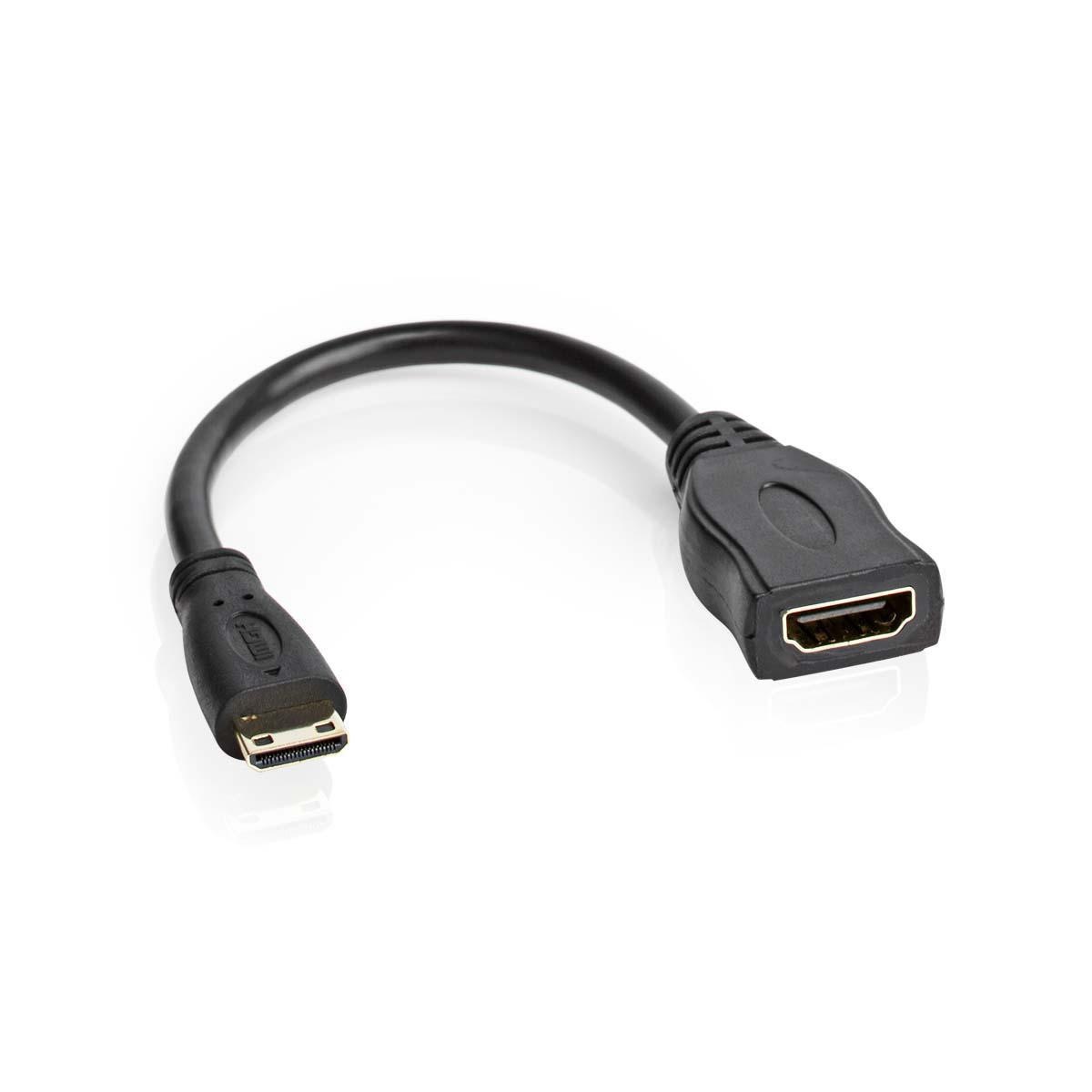 High Speed HDMI™-Kabel met Ethernet | HDMI™ Mini-Connector | HDMI™ Output | 4K@30Hz | 10.2 Gbps | 0.20 m | Rond | PVC | Zwart | Envelop