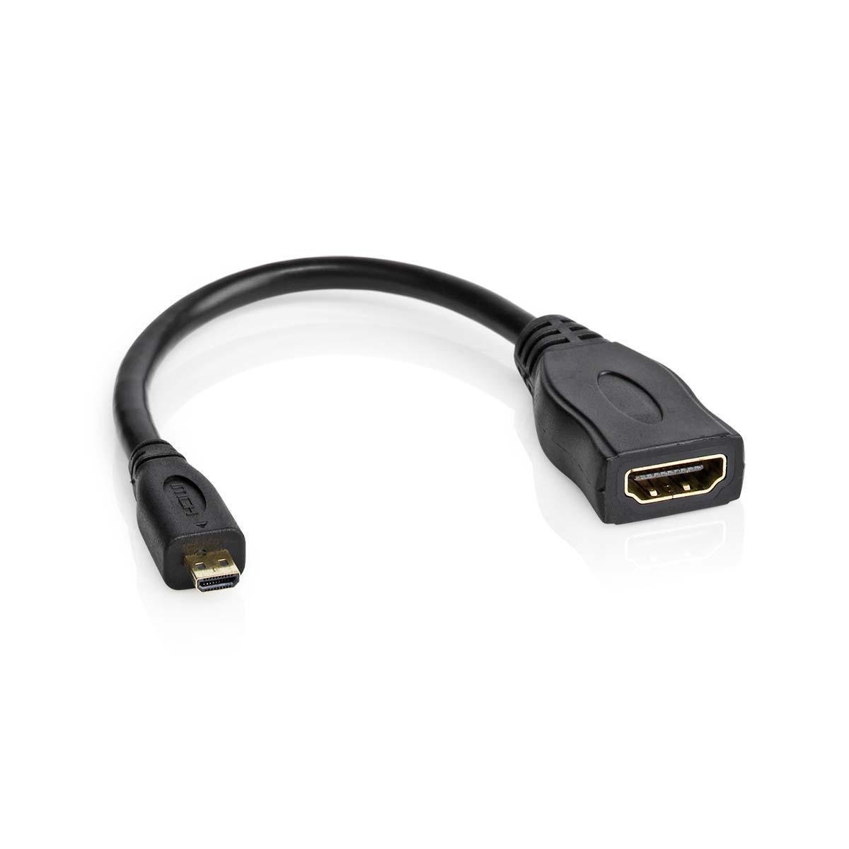 High Speed HDMI™-Kabel met Ethernet | HDMI™ Micro-Connector | HDMI™ Output | 4K@30Hz | 10.2 Gbps | 0.20 m | Rond | PVC | Zwart | Envelop