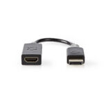 DisplayPort-Kabel | DisplayPort Male | HDMI™ Output | 4K@30Hz | Verguld | 0.20 m | Rond | PVC | Antraciet | Doos