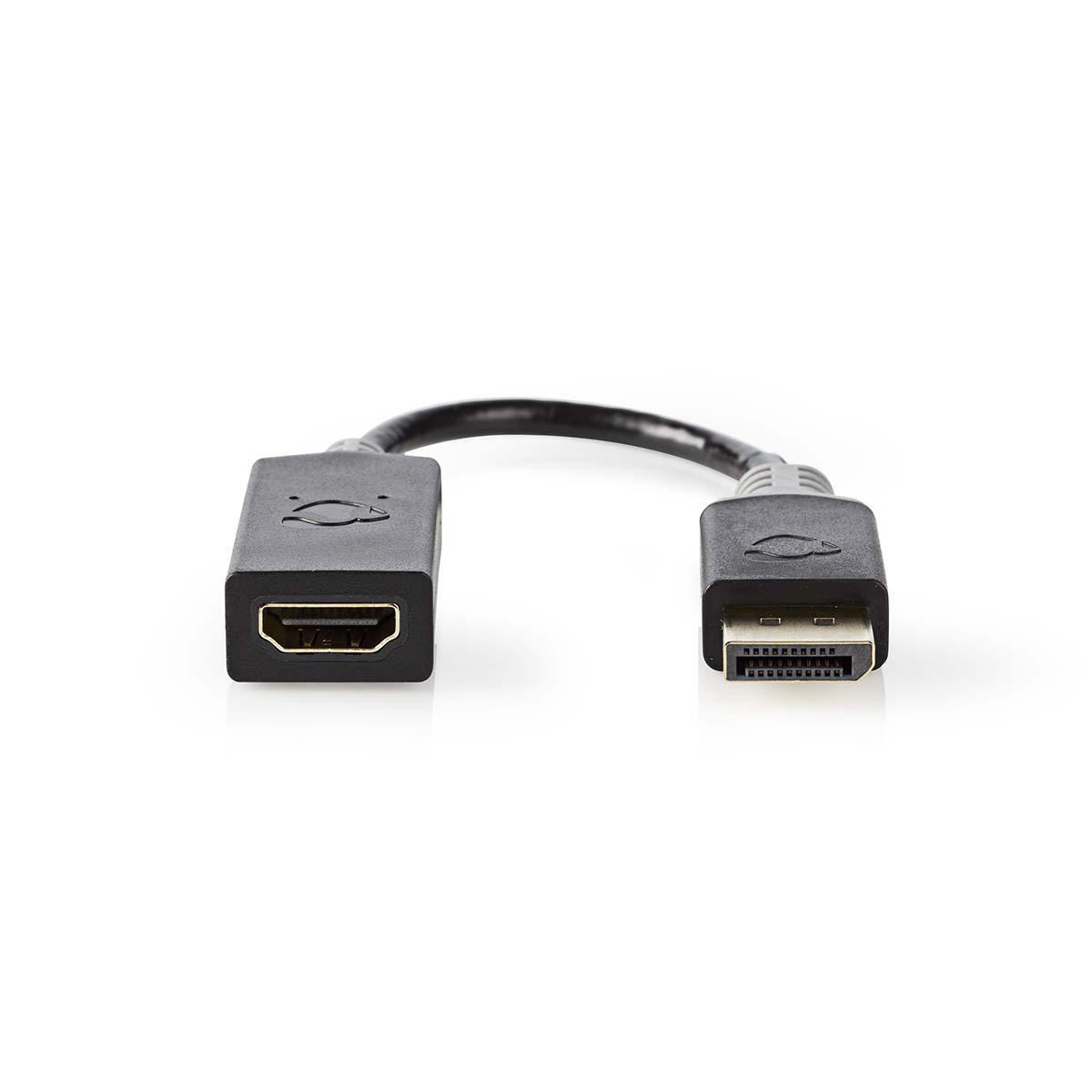 DisplayPort-Kabel | DisplayPort Male | HDMI™ Output | 4K@30Hz | Verguld | 0.20 m | Rond | PVC | Antraciet | Doos