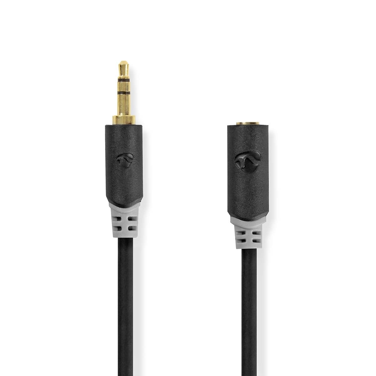 Stereo-Audiokabel | 3,5 mm Male | 3,5 mm Female | Verguld | 1.00 m | Rond | Antraciet | Doos