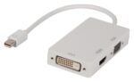 Mini DisplayPort-Kabel | DisplayPort 1.2 | Mini-DisplayPort Male | DVI-D 24+1-Pins Female / HDMI™ Input / VGA Female 15p | 21.6 Gbps | Vernikkeld | 0.20 m | Rond | PVC | Wit | Polybag