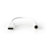 Nedis USB-C naar 3,5mm Jack audio adapter - actief - High-Res audio / wit - 0,15 meter