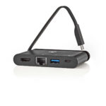 Nedis USB-C naar HDMI 4K 30Hz, USB-A, USB-C PD 100W en RJ45 adapter / zwart - 0,15 meter