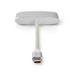 USB Multi-Port Adapter | USB 3.2 Gen 1 | USB-C™ Male | HDMI™ Output / USB-A Female / USB-C™ Female | 5 Gbps | 0.20 m | Rond | Verguld | Gevlochten / Nylon | Zilver | Cover Window Box