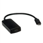 USB-C™ Adapter | USB 3.2 Gen 1 | USB-C™ Male | Mini DisplayPort Female | 8K@60Hz | 0.20 m | Rond | Vernikkeld | PVC | Zwart | Polybag