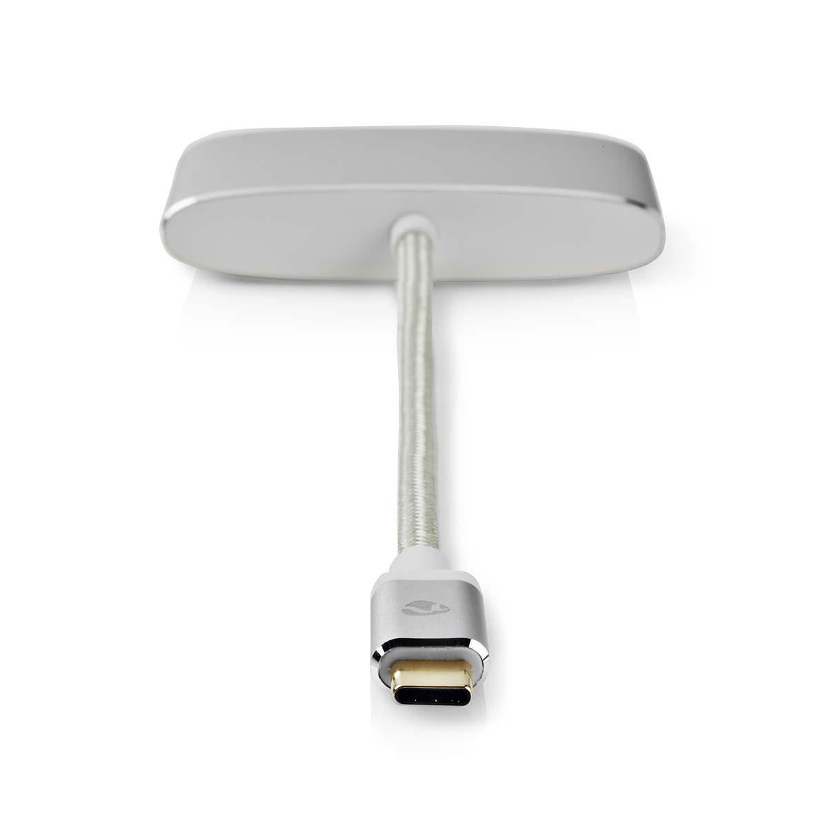 USB Multi-Port Adapter | 3-in-1 | USB 3.2 Gen 1 | USB-C™ Male | USB-A Female / USB-C™ Female / VGA Female 15p | 5 Gbps | 0.20 m | Rond | Verguld | Gevlochten / Nylon | Zilver | Cover Window Box