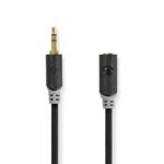 Stereo-Audiokabel | 3,5 mm Male | 3,5 mm Female | Verguld | 3.00 m | Rond | Antraciet | Doos