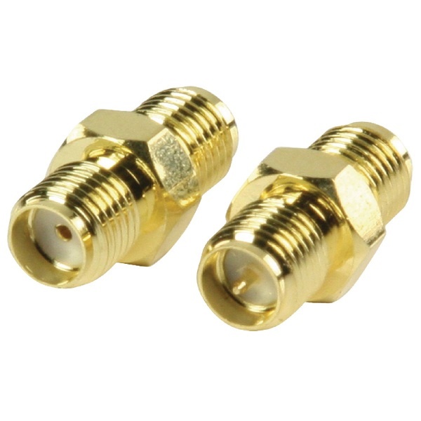 SMA-Adapter | SMA Female Omgekeerde Polariteit | SMA Female | Verguld | 50 Ohm | Recht | Koper | Goud | 2 Stuks | Envelop