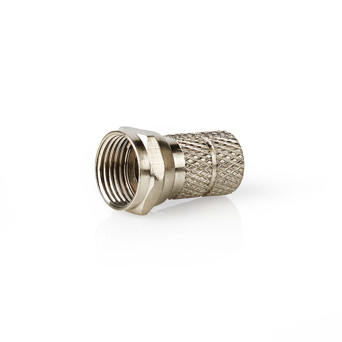 F-Connector | Recht | Male | Vernikkeld | 75 Ohm | Twist-On | Diameter kabelinvoer: 5.5 mm | Zink Legering | Zilver | 5 Stuks | Doos