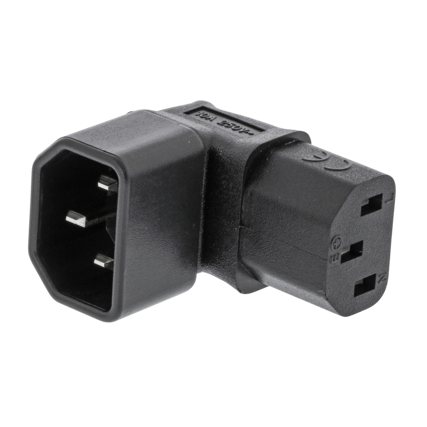Verlengstekker | IEC-320-C13 | IEC-320-C14 | 90° Gehoekt | Vernikkeld | PVC | Zwart | Envelop | 1 Stuks