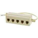 Telecomverlengkabel | RJ11 Male | 5x RJ11 (4/6) Female | 0.20 m | Kabel design: Plat | Kabeltype: RJ11 | Ivoor | Envelop