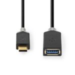 USB-C™ Adapter | USB 3.2 Gen 1 | USB-C™ Male | USB-A Female | 5 Gbps | 0.15 m | Rond | Vernikkeld | PVC | Antraciet | Doos