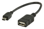 USB Micro-B Adapter | USB 2.0 | Mini 5-Pin Male | USB-A Female | 480 Mbps | OTG | 0.20 m | Plat | Vernikkeld | PVC | Zwart | Polybag
