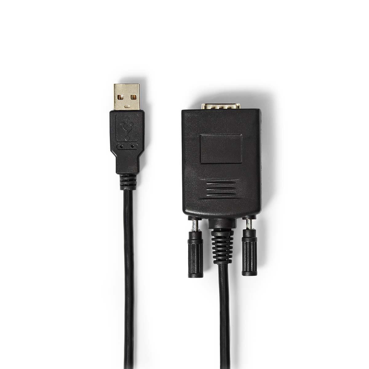 RS232-Converter | USB-A Male | D-SUB 9-Pins Male | Vernikkeld | 0.90 m | Rond | PVC | Zwart | Doos