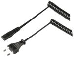 Stroomkabel | Euro Male | IEC-320-C1 | Recht | Recht | Vernikkeld | 2.00 m | Gekruld | PVC | Zwart | Label