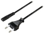 Stroomkabel | Euro Male | IEC-320-C1 | Recht | Recht | Vernikkeld | 2.00 m | Rond | ABS / PVC | Zwart | Label