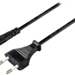 Stroomkabel | Euro Male | IEC-320-C1 | Recht | Recht | Vernikkeld | 2.00 m | Rond | ABS / PVC | Zwart | Label