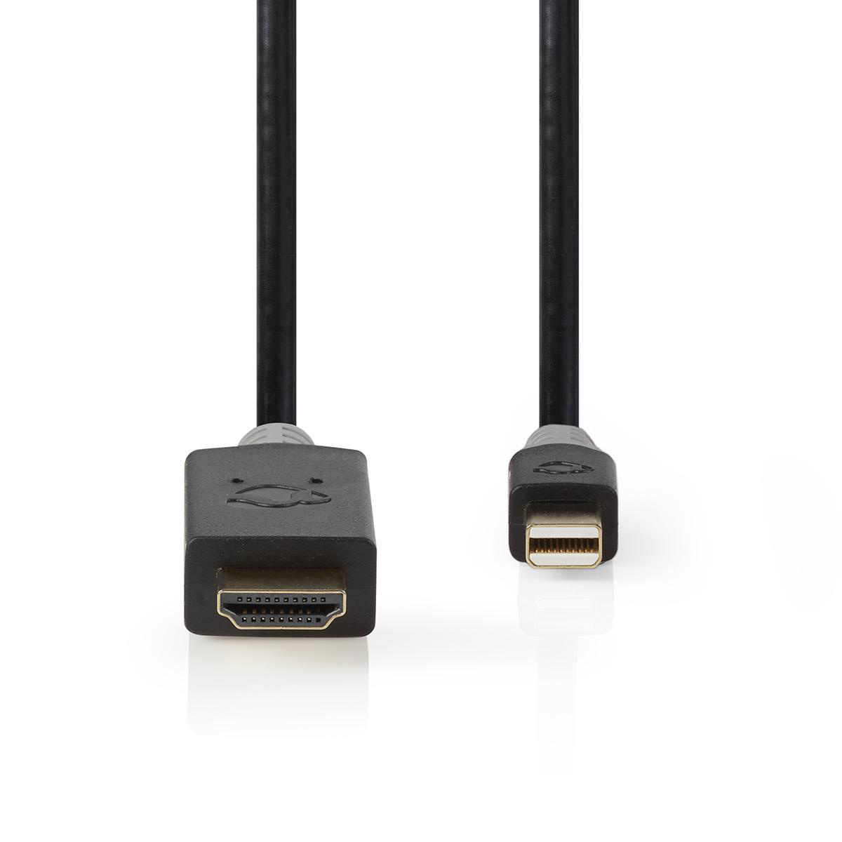 Mini DisplayPort-Kabel | DisplayPort 1.4 | Mini-DisplayPort Male | HDMI™ Connector | 48 Gbps | Verguld | 2.00 m | Rond | PVC | Antraciet | Window Box