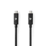 USB-Kabel | USB 3.2 Gen 2 | USB-C™ Male | USB-C™ Male | 100 W | 4K@60Hz | 10 Gbps | Vernikkeld | 1.00 m | Rond | PVC | Zwart | Doos