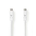 USB-Kabel | USB 3.2 Gen 2 | USB-C™ Male | USB-C™ Male | 100 W | 4K@60Hz | 10 Gbps | Vernikkeld | 1.00 m | Rond | PVC | Wit | Doos