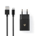 Oplader | 12 W | 1x 2.1 A | Outputs: 1 | USB-A | Micro-USB | 1.00 m | Single Voltage Output | Zwart