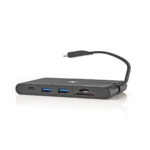 USB Docking Station | USB 3.2 Gen 1 | USB-C™ Male | HDMI™ Female / Micro SD / RJ45 Female / SD / VGA Female 15p / 2x USB-A / 2x USB-C™ | Rond | Vernikkeld | Zwart | Window Box met Euro Lock