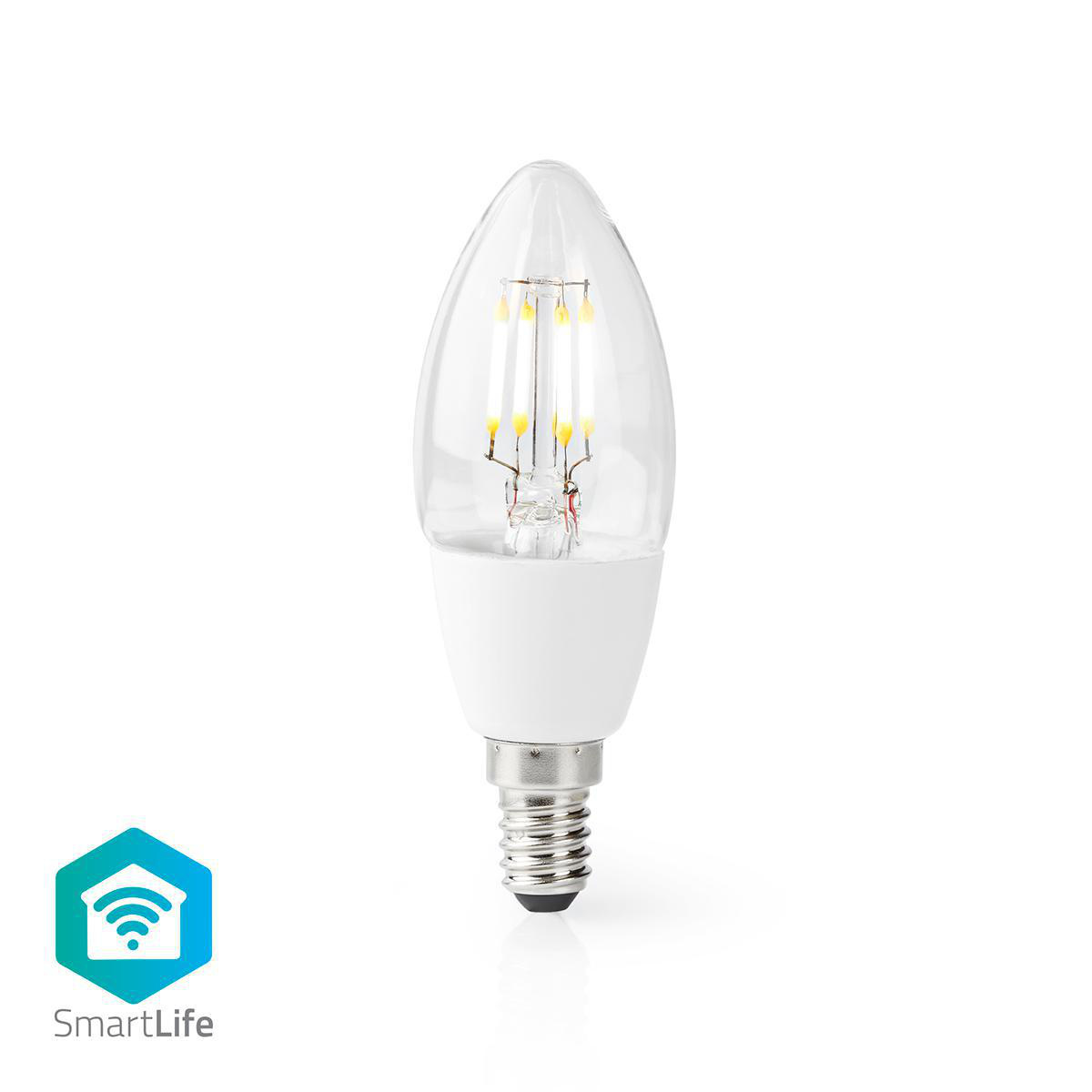 SmartLife LED Filamentlamp | Wi-Fi | E14 | 400 lm | 5 W | Warm Wit | 2700 K | Glas | Android™ / IOS | Kaars | 1 Stuks