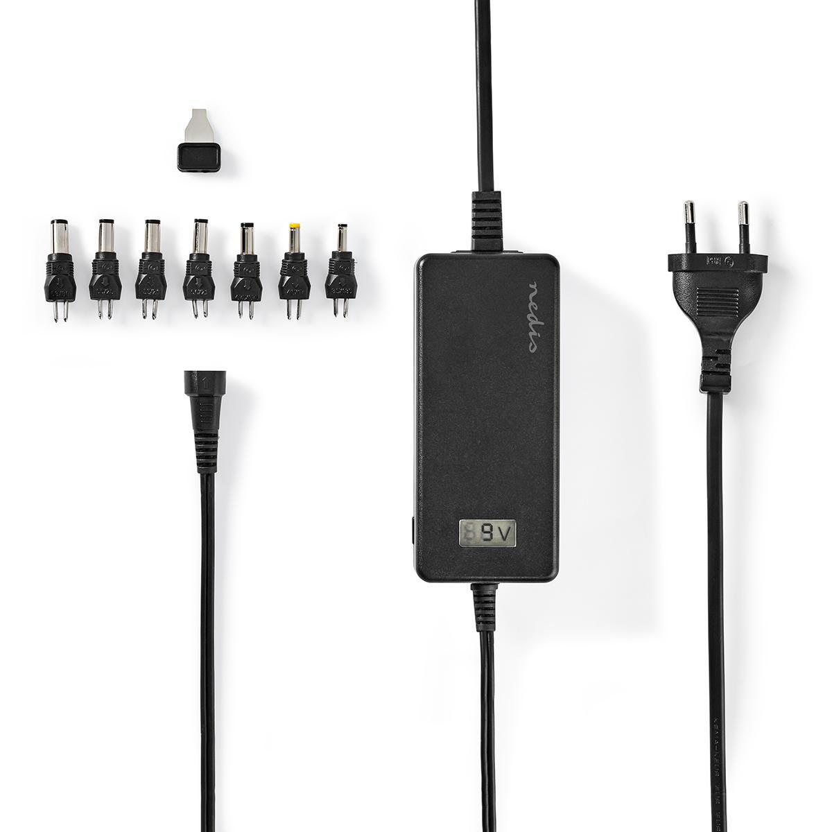 Universele AC-Stroomadapter | 36 W | 12 / 13 / 14 / 15 / 16 / 17 / 18 / 18.5 / 19 / 19.5 / 20 / 21 / 22 / 23 / 24 V DC | 1.80 m | 2.4 - 3.0 A | 7 plug(s) | Zwart