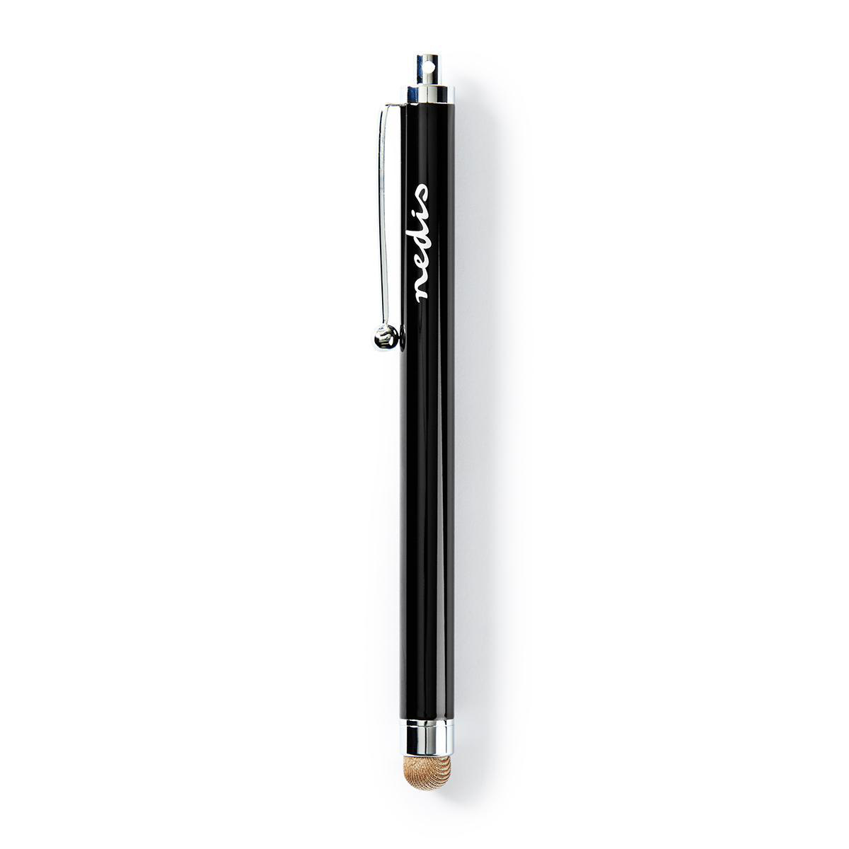Stylus Pen | Apparaat: Smartphone / Tablet | Koperdoek Tip | 1 Stuks | Met clip | Zwart