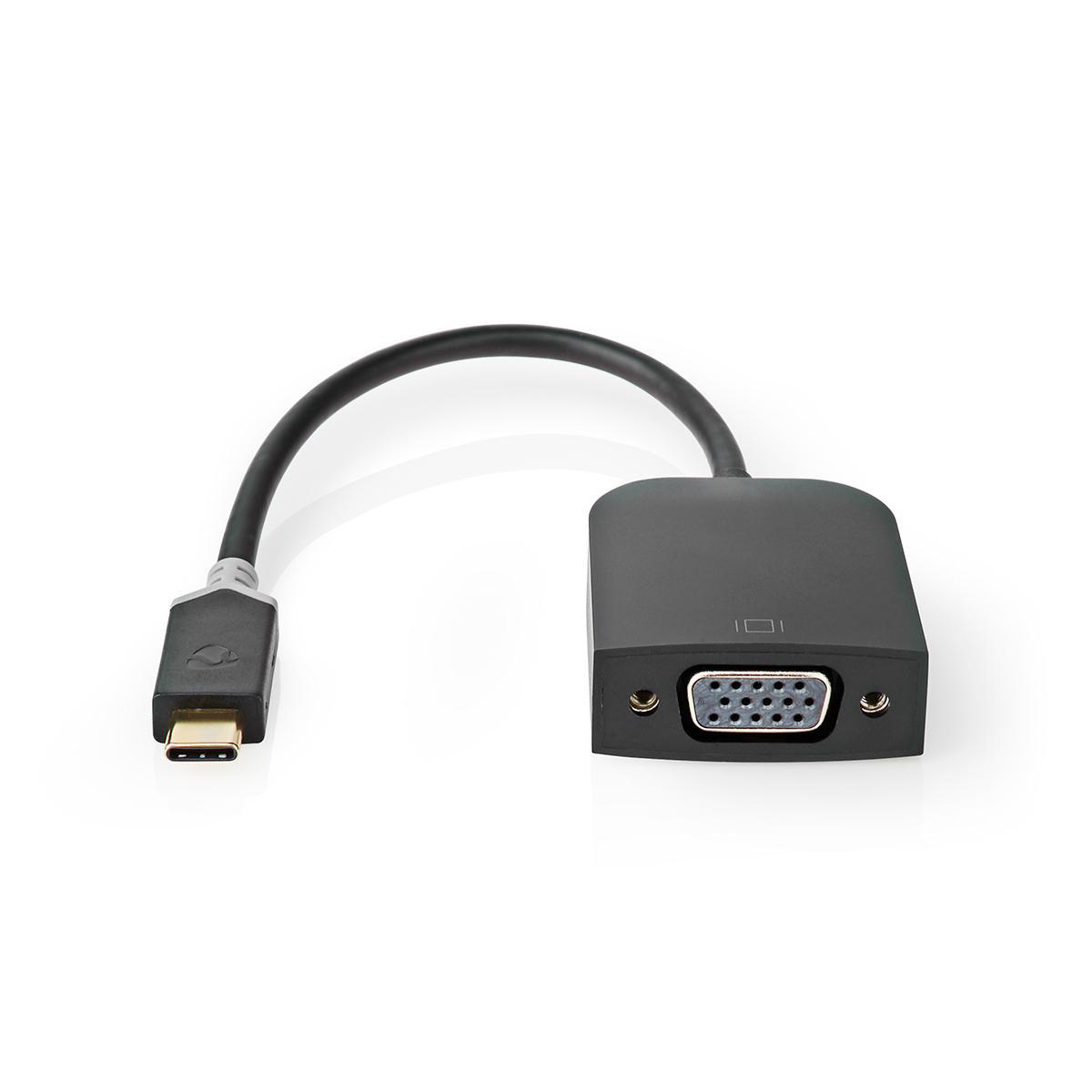 USB-C™ Adapter | USB 3.2 Gen 1 | USB-C™ Male | VGA Female 15p | 1920x1200 | 0.20 m | Rond | Verguld | PVC | Antraciet | Doos