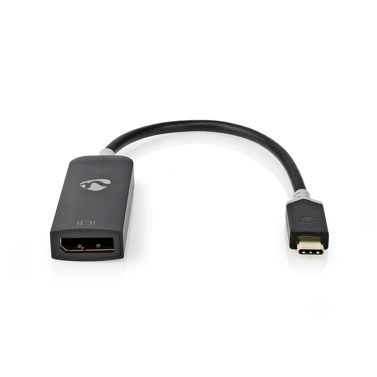 USB-C™ Adapter | USB 3.2 Gen 1 | USB-C™ Male | DisplayPort Female | 8K@30Hz | 0.20 m | Rond | Verguld | PVC | Antraciet | Doos