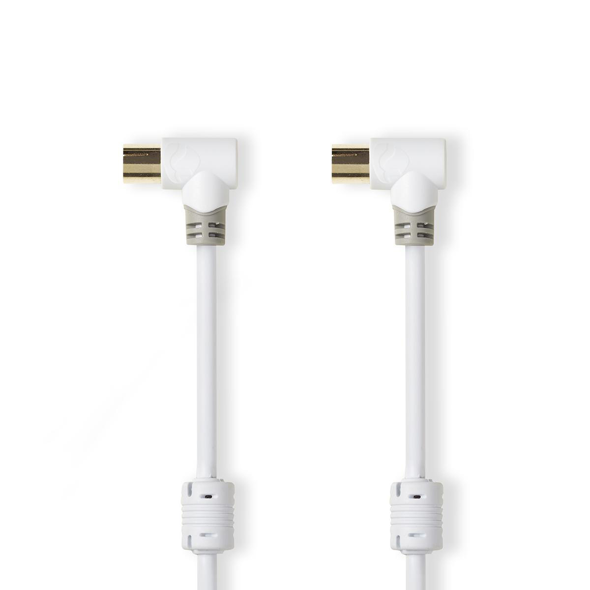 Coaxkabel | IEC (Coax) Male | IEC (Coax) Female | Verguld | 100 dB | 75 Ohm | Dubbel Afgeschermd | 3.00 m | Rond | PVC | Wit | Doos