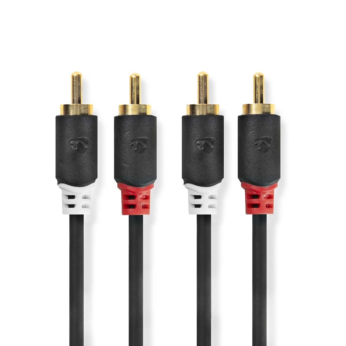 Stereo-Audiokabel | 2x RCA Male | 2x RCA Male | Verguld | 3.00 m | Rond | Antraciet | Doos