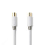 Coaxkabel | IEC (Coax) Male | IEC (Coax) Female | Verguld | 100 dB | 75 Ohm | Dubbel Afgeschermd | 2.00 m | Rond | PVC | Wit | Doos