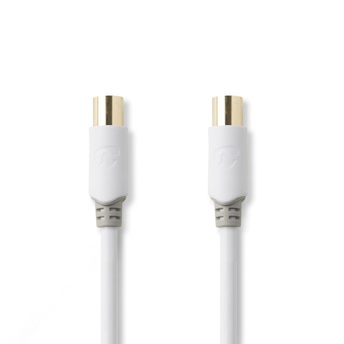 Coaxkabel | IEC (Coax) Male | IEC (Coax) Female | Verguld | 100 dB | 75 Ohm | Dubbel Afgeschermd | 5.00 m | Rond | PVC | Wit | Doos