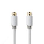 Satelliet- en Antennekabel | F-Male | F-Male | Verguld | 90 dB | 75 Ohm | Enkelvoudig Afgeschermd | 1.00 m | Rond | PVC | Wit | Doos