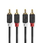 Stereo-Audiokabel | 2x RCA Male | 2x RCA Male | Verguld | 5.00 m | Rond | Antraciet | Doos